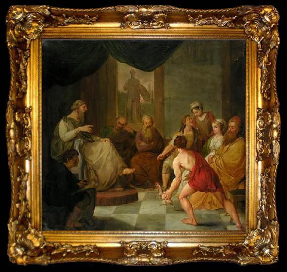 framed  unknow artist Diogenes brings a plucked chicken to Plato, ta009-2